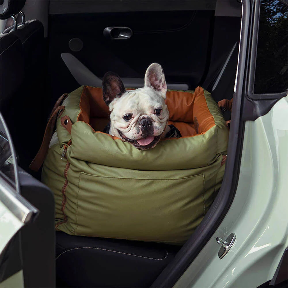 PETLOOM Luxury Faux Leather Pet Car Seat Travel Bed™