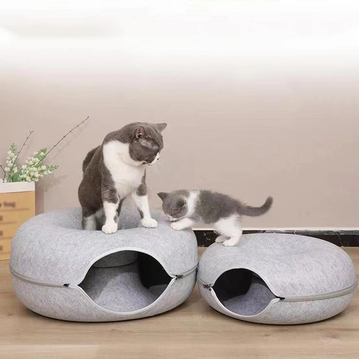 Petloom Cozy Duo Convertible Cat Bed 2 in 1 cat cave and lounge bed
