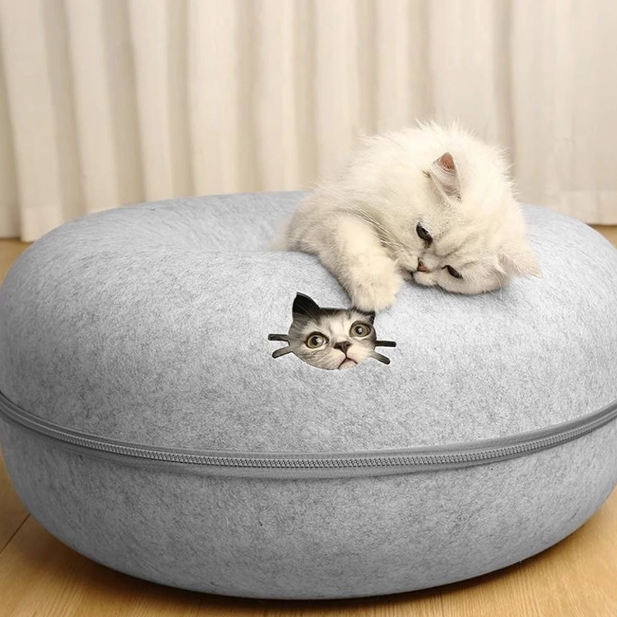 Petloom Cozy Duo Convertible Cat Bed 2 in 1 cat cave and lounge bed
