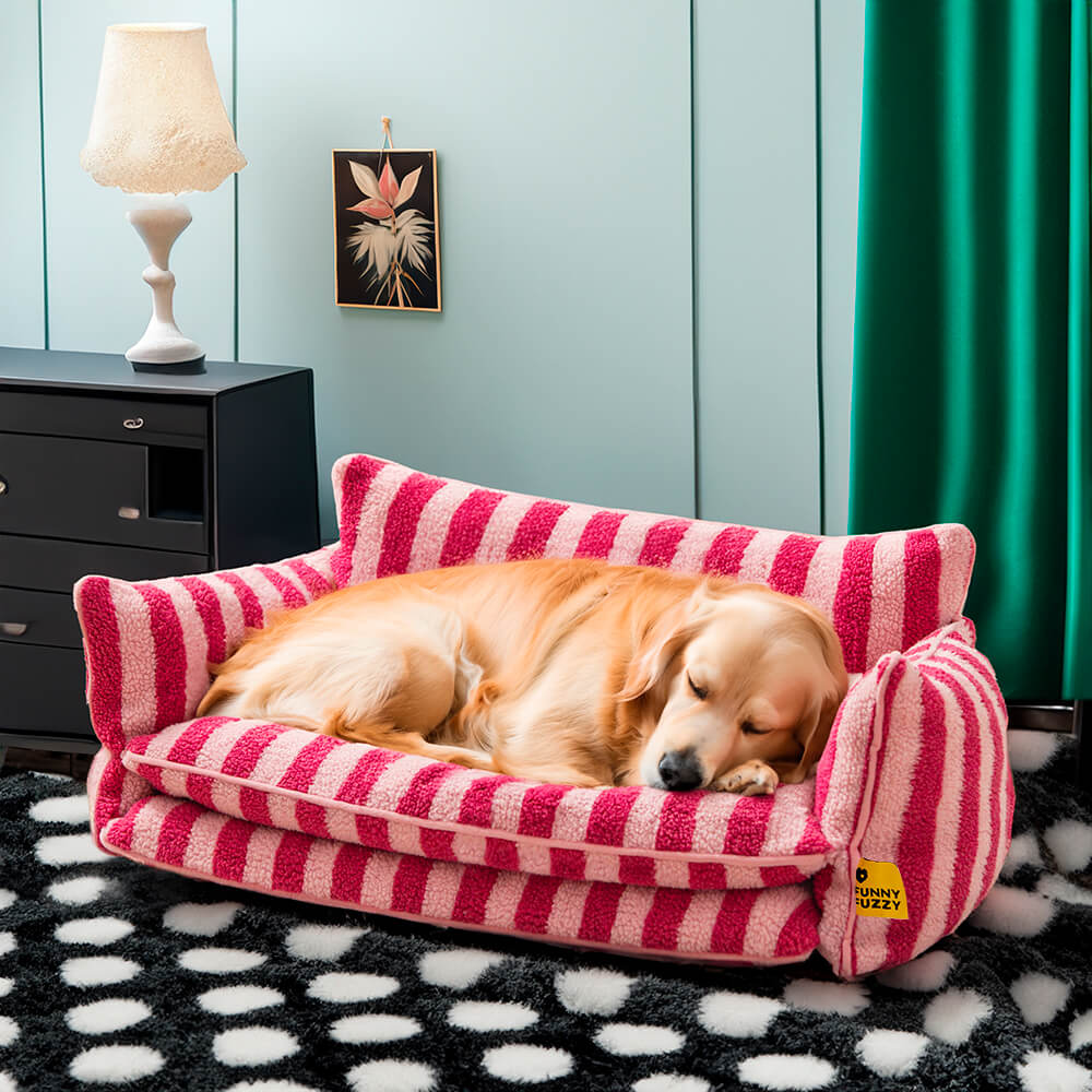PETLOOM Trendy Striped Faux Lambswool Double Layer Dog & Cat Sofa Bed™
